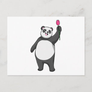 Panda mit Tulpe Postkarte
