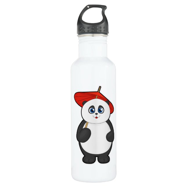 Panda mit Umbrella Edelstahlflasche (Vorderseite)