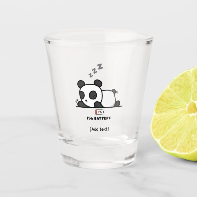 Panda-Modus: 1% Akku - Lustiger schlafender Panda Schnapsglas (Vorderseite)