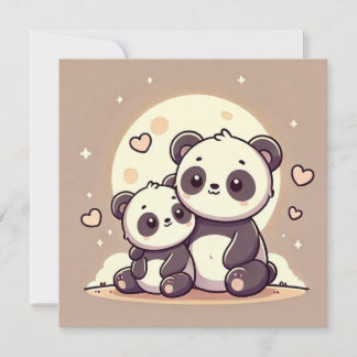 Panda-Mond-Liebenskarte Feiertagskarte