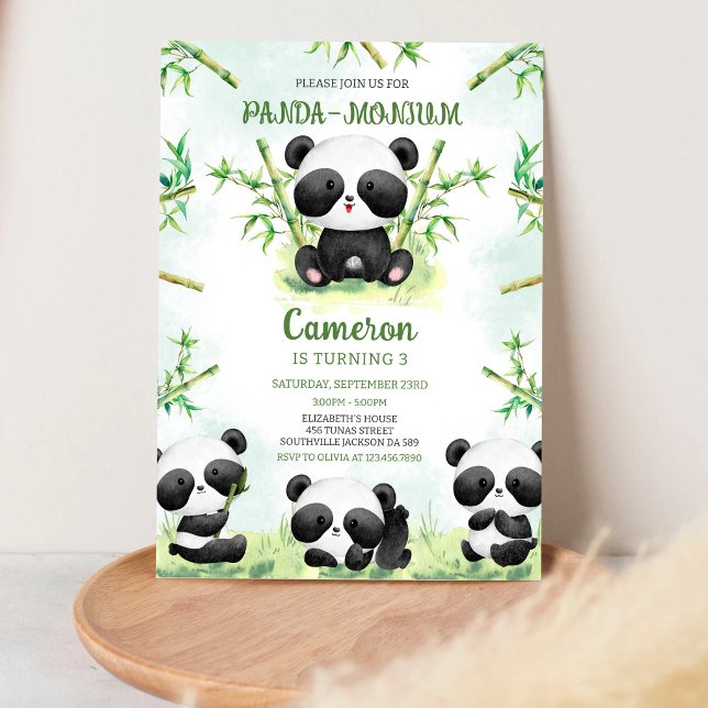 Panda-monium Panda Geburtstagseinladung Einladung (Von Creator hochgeladen)