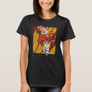Panda Monium verheert es auf rotem Panda T-Shirt