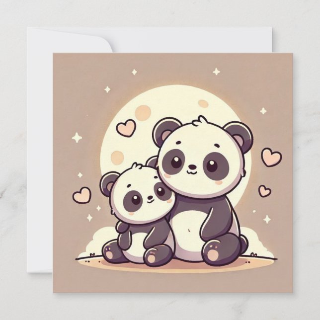 Panda Moon Liebe Card Feiertagskarte (Vorderseite)