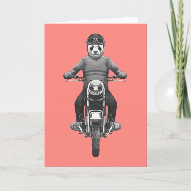 Panda Motorcyle Rider Karte (Vorderseite)