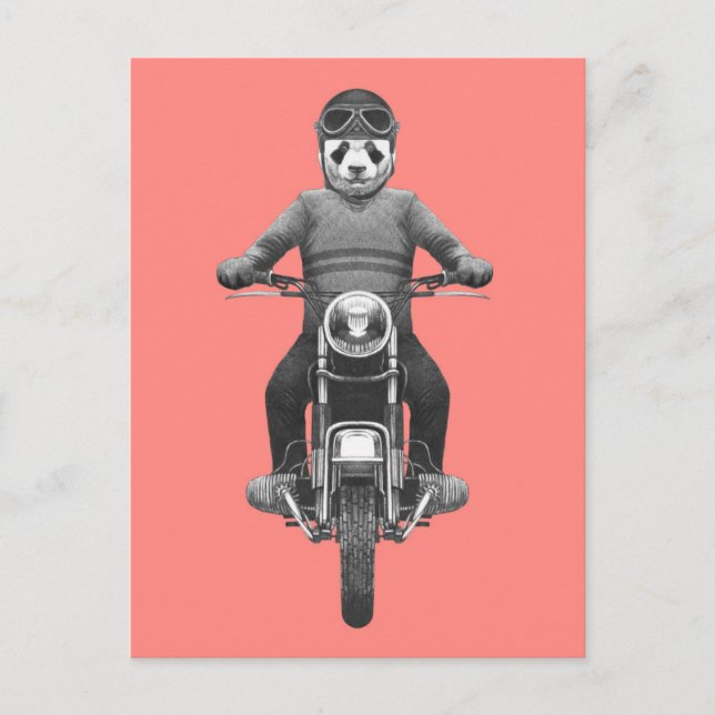 Panda Motorcyle Rider Postkarte (Vorderseite)