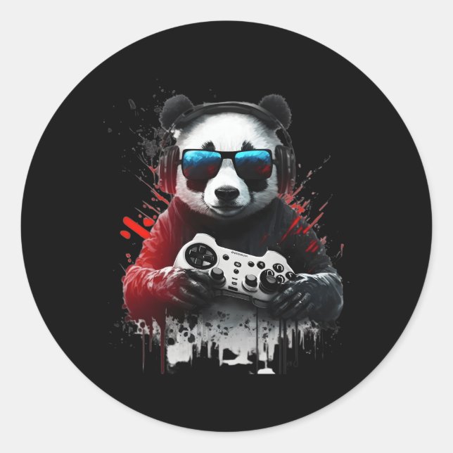 Panda Music Dj Controller Gaming Panda Runder Aufkleber (Vorderseite)