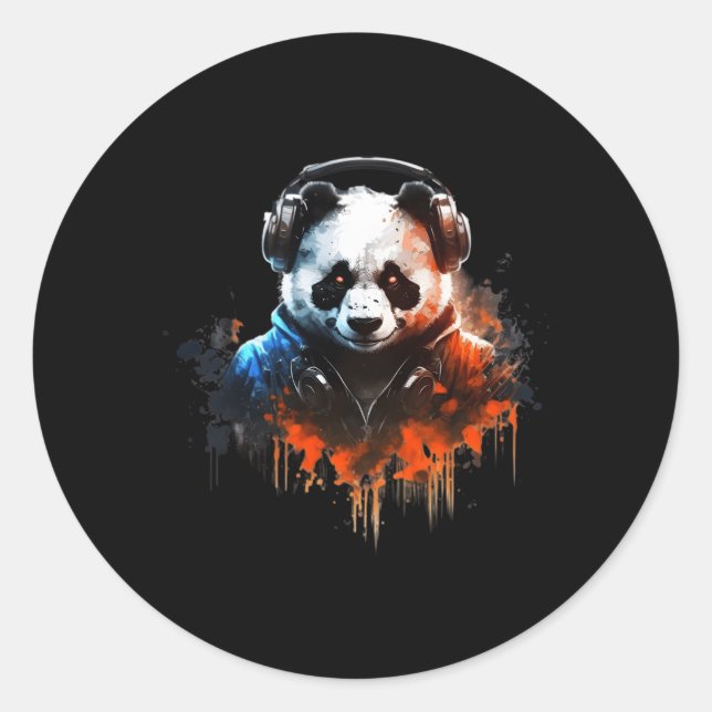 Panda Music Dj Controller Gaming Panda Runder Aufkleber (Vorderseite)