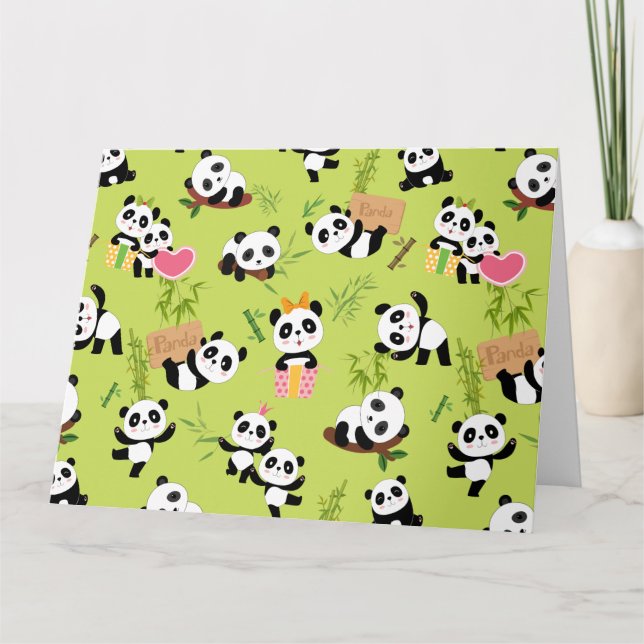 Panda-Muster 3 Dankeskarte (Vorderseite)