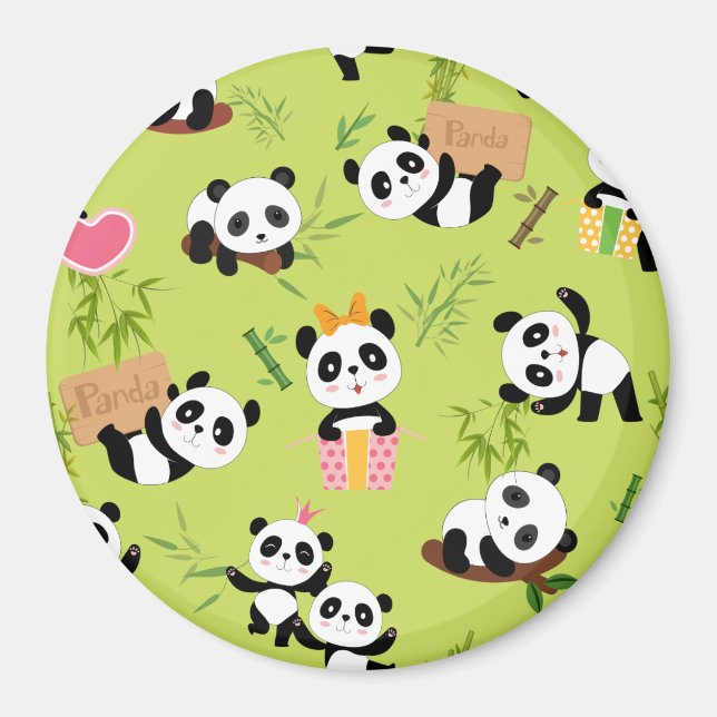 Panda-Muster 3 Magnet (Vorne)