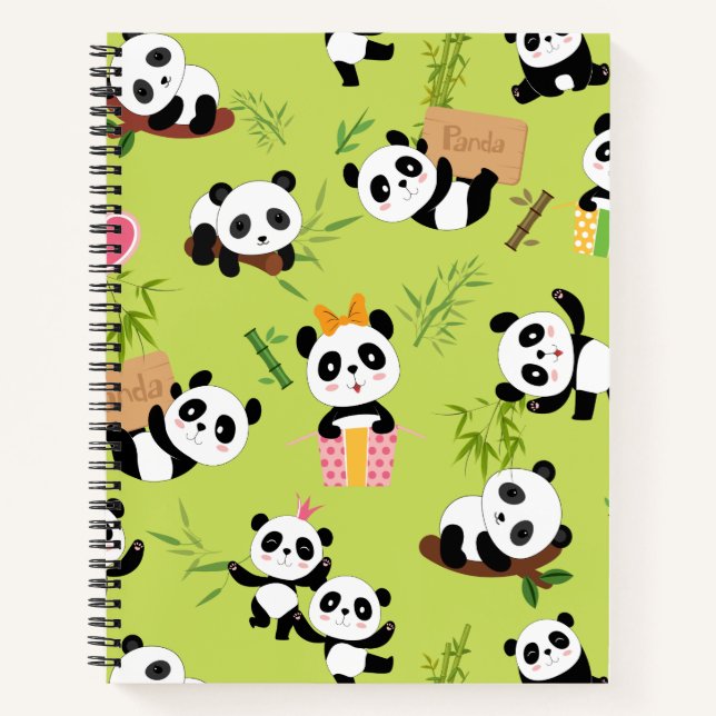 Panda-Muster 3 Notizbuch (Vorderseite)
