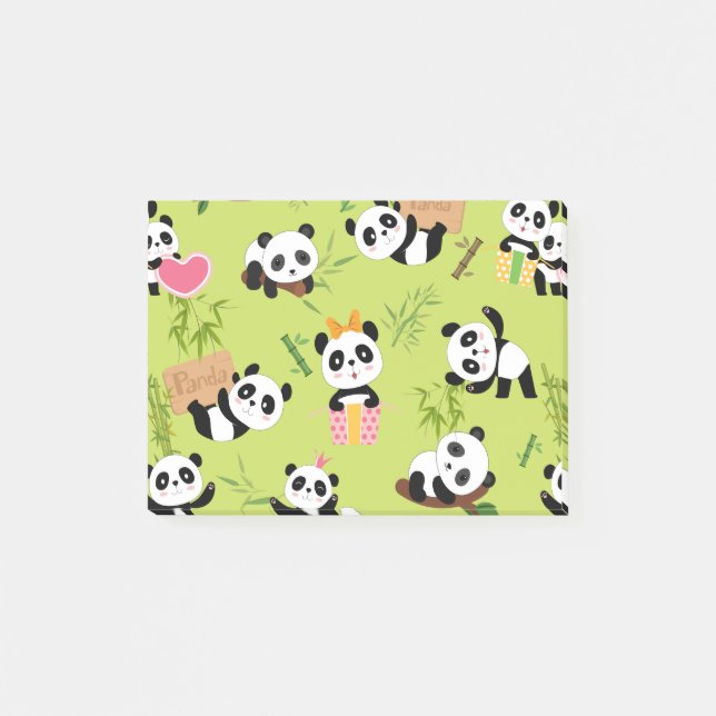 Panda-Muster 3 Post-it Klebezettel (Vorderseite)