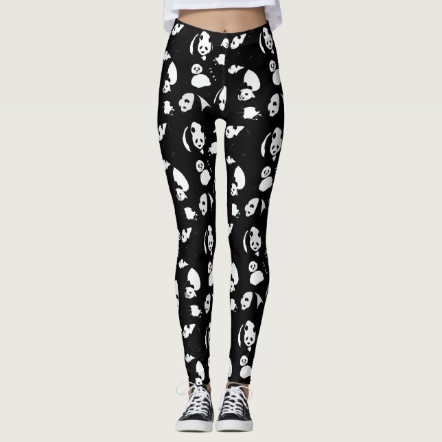 Panda Muster Black BG Leggings (Vorderseite)