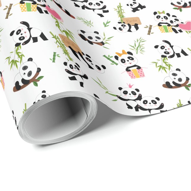 Panda-Muster Geschenkpapier (Rolleneckpunkt)