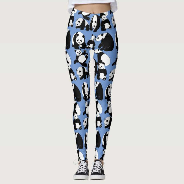 Panda muster LBlue BG Leggings (Vorderseite)