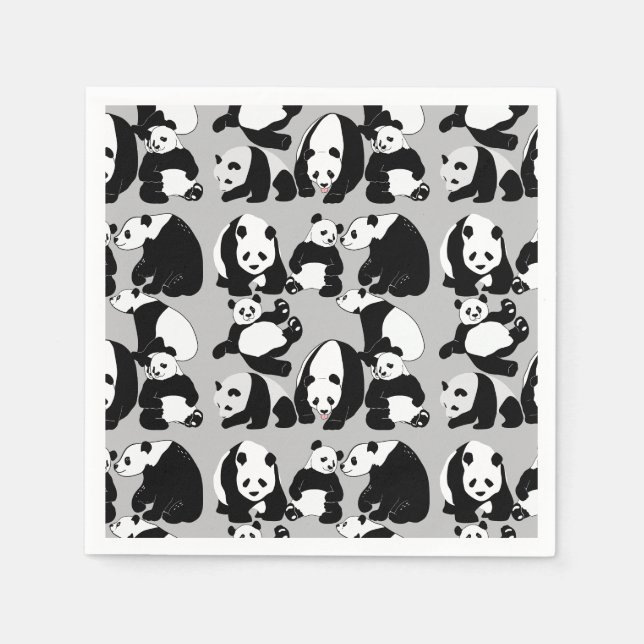 Panda Muster LGrey BG Serviette (Vorderseite)