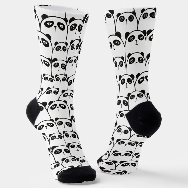 Panda Muster schwarz-weiß Socken (Gewinkelt)