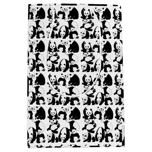 Panda Muster White BG Mittlere Geschenktüte (Vorderseite)
