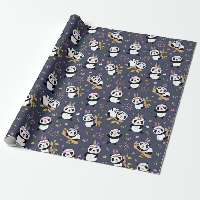 Panda Muster Wrapping Paper Geschenkpapier (Ungerollt)