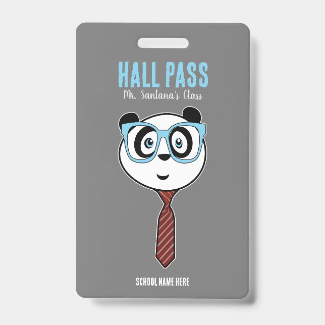 Panda Nerd Hall Pass Abzeichen Ausweis (Vorderseite)
