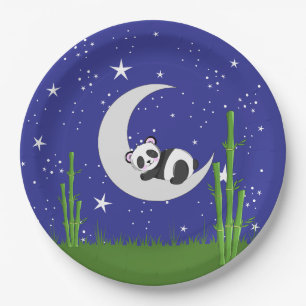 Panda neues Baby auf dem Mond Pappteller