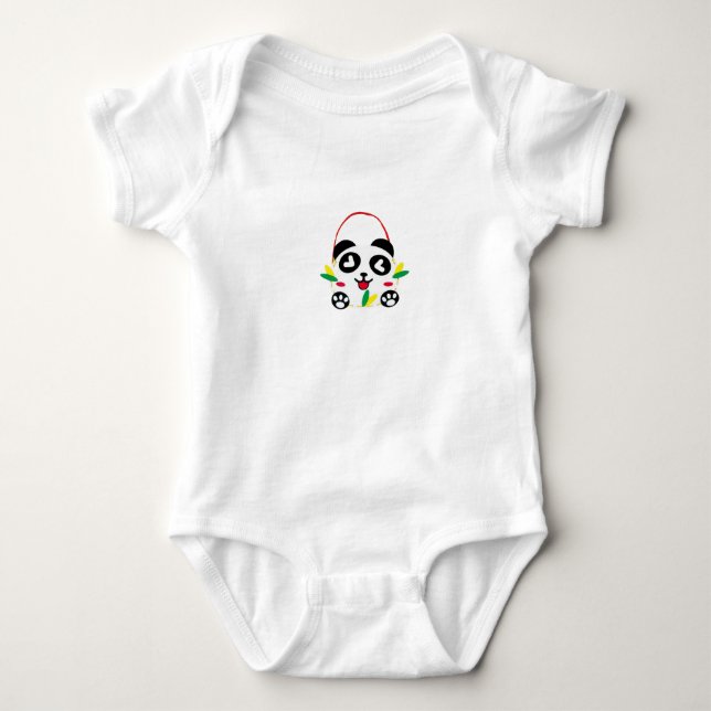 Panda Niedlich Design Baby Bodysuit Strampler (Vorderseite)