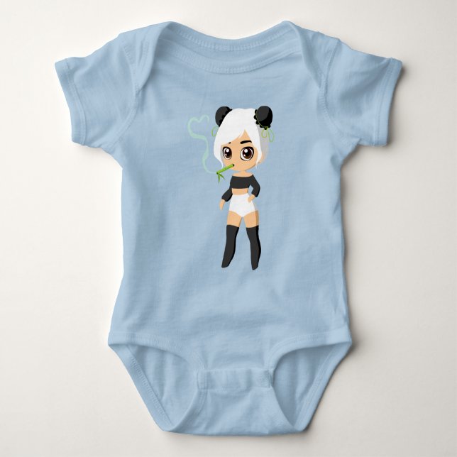 Panda Niedlich Design Baby Jersey Bodysuit Strampler (Vorderseite)