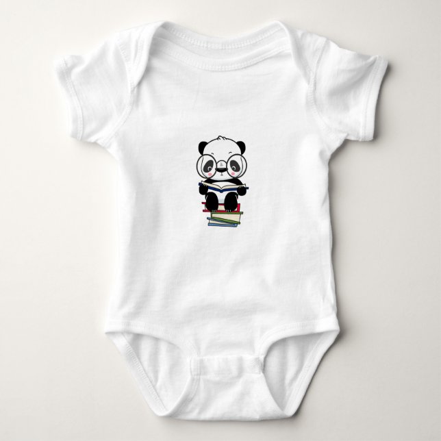 Panda Niedlich Design Baby Jersey Bodysuit Strampler (Vorderseite)
