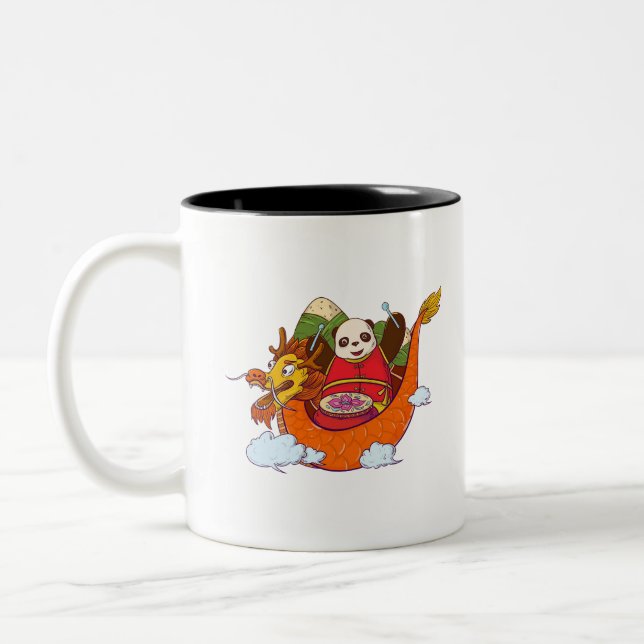 Panda niedlich Design Zweifarbige Tasse (Links)