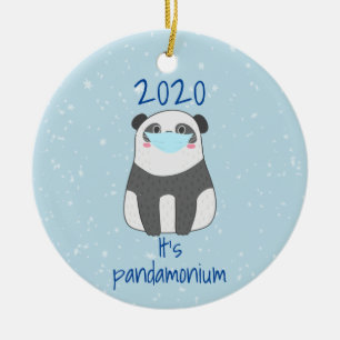 Panda Niedliche Weihnachtsmaske 2020 Keramik Ornament
