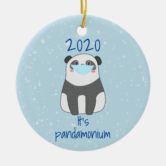 Panda Niedliche Weihnachtsmaske 2020 Keramik Ornament (Vorne)