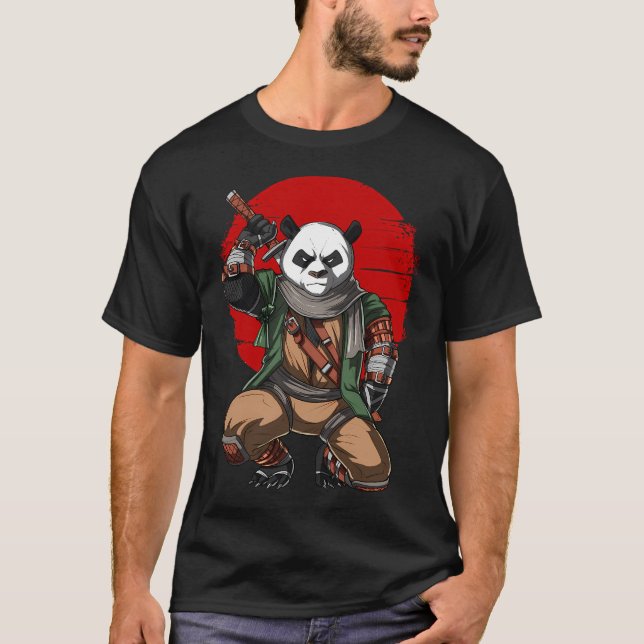 Panda Ninja Samurai T-Shirt (Vorderseite)