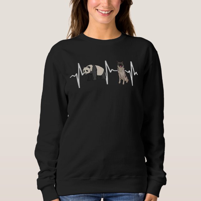 Panda Norwegian Elkhound Heartbeat Dog Sweatshirt (Vorderseite)