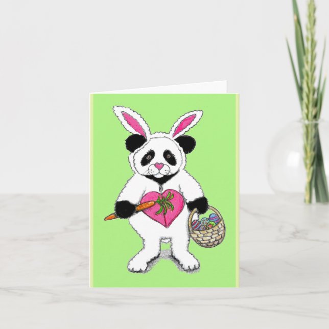 Panda Oaster Bunny Zeichnend Karte (Vorderseite)