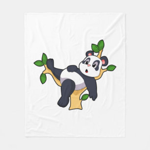 Panda on Tree Fleecedecke
