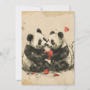 Panda-Paar zum Valentinstag Feiertagskarte