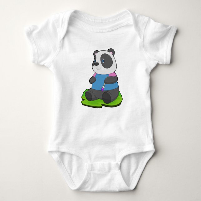 Panda Painter Paint-Pinsel Baby Strampler (Vorderseite)