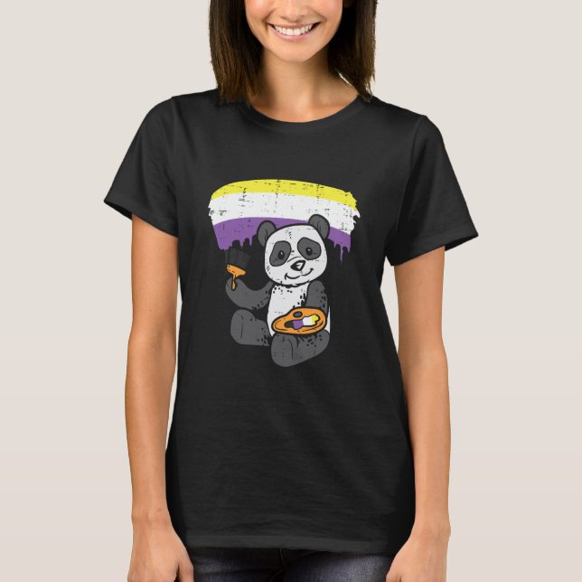 Panda Painting Animal Lgbtq Nonbinary T-Shirt (Vorderseite)