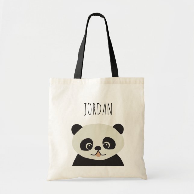 Panda Pal: Personalisierte Panda Illustration Tasc Tragetasche (Vorne)