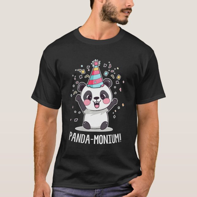 Panda Panda-Monium Animal Pun Kawaii Coon T-Shirt (Vorderseite)
