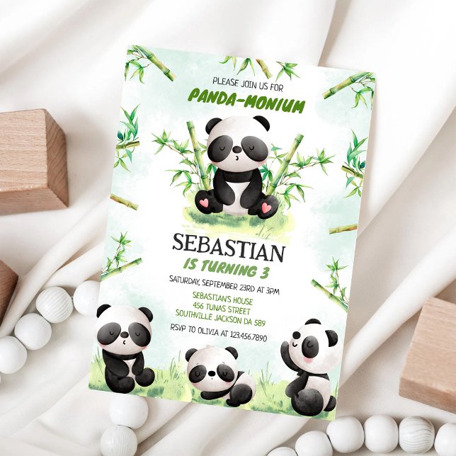 Panda Panda-monium Geburtstagseinladung Einladung (Von Creator hochgeladen)