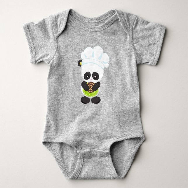 Panda, Panda, Panda mit Keks Baby Strampler (Vorderseite)