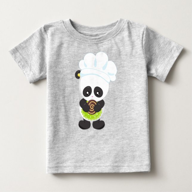 Panda, Panda, Panda mit Keks Baby T-shirt (Vorderseite)
