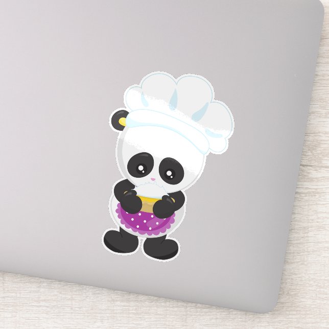 Panda, Panda, Panda mit Kuchen, Schürze Aufkleber (Detail)