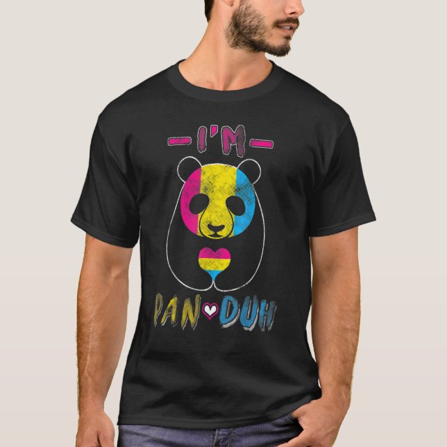Panda Pansexual Lgbt Gay Pride Ich bin Pan Duh T-Shirt (Vorderseite)