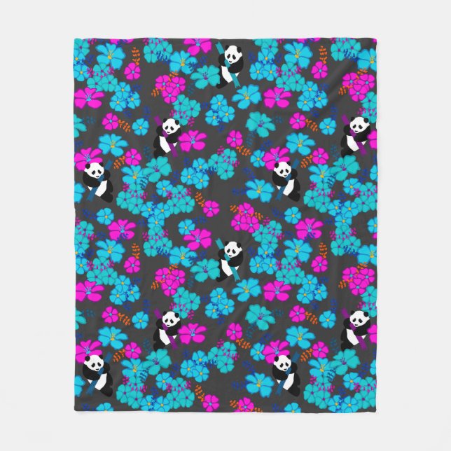 Panda Paradise Bloom Fleecedecke (Vorderseite)