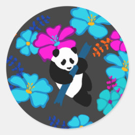 Panda Paradise Bloom Runder Aufkleber