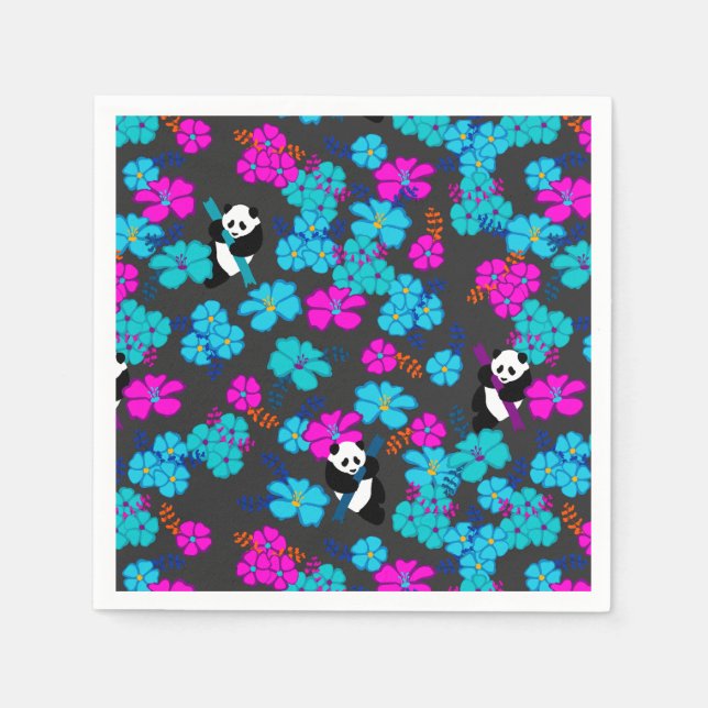 Panda Paradise Bloom Serviette (Vorderseite)