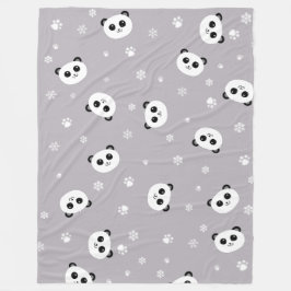 Panda-Party Blanekt | graue niedliche Fleecedecke