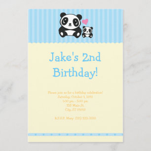 Panda Party Einladung - Blue & Cream
