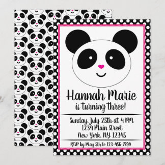 Panda Party Einladung zum Geburtstag